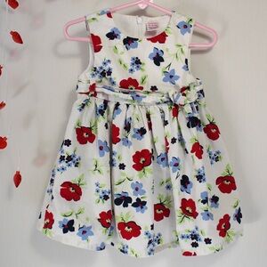 White Floral formal dress 18-24 month Gymboree red white and blue